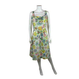 Vintage 70s Floral Sundress Womens Medium Colorful Strawberry Print Prairie Dres